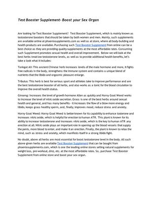 Test Booster Supplement- Boost your Sex Organ    