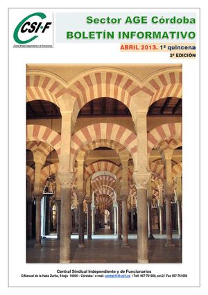 BOLETÍN INFORMATIVO   Sector AGE Córdoba. aBRIL-13,  2ª edición, 1ª quincena