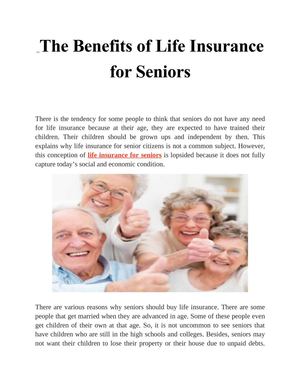 The Benefits of Life Insurance for Seniors