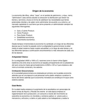 origen de la economia