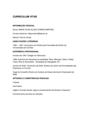 CURRICULUM VITAE FILIPA MARTINS