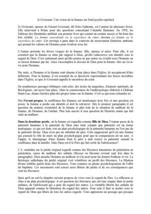 Jo Croissant. Une vision de la femme sur fond psycho-spirituel
