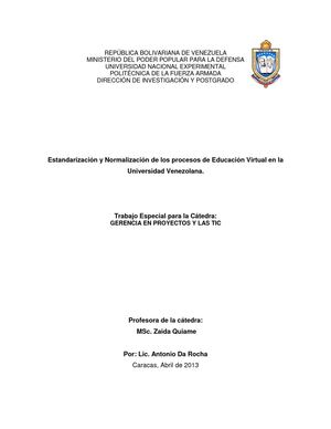Estandarizació de la Educación Virtual en Venezuela