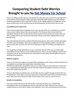 Conquering Student Debt Worries