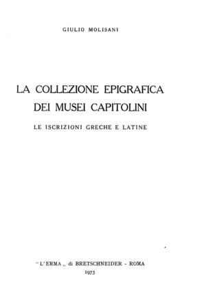 La Collezione epigrafica dei Musei Capitolini 