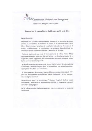 compte-rendu du stage  au cavilam vichy