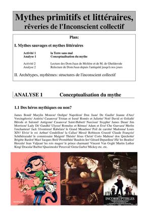 Analyse 1 - Des mythes primitifs au mythe littéraire