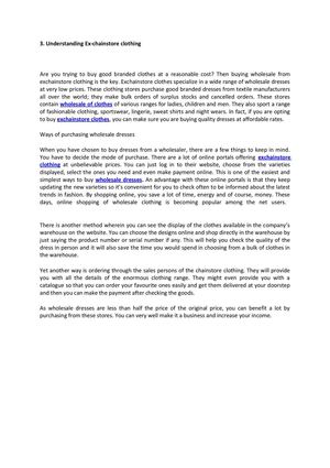 Understanding Ex-chainstore clothing