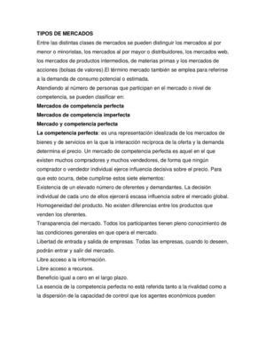 ORIGEN DE LA ECONOMIA Y TIPOS DE MERCADOS