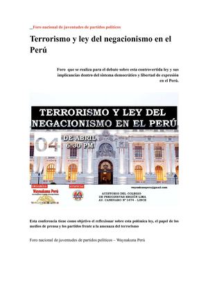 programa terrorismo y ley del negacionismo en el peru