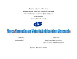 Mapa semantico II Unidad Marco normativo en materia ambiental en venezuela E A