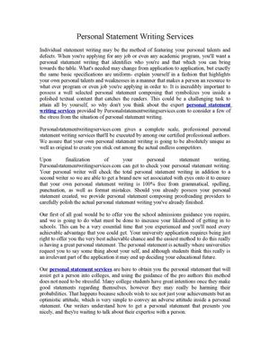 Personal Statement Writing Services