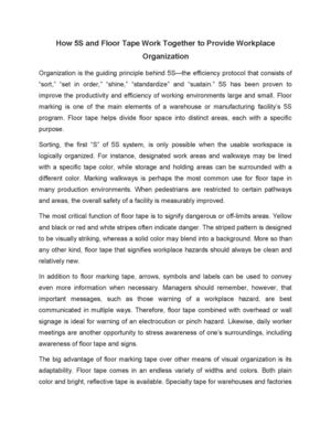 How 5S and Floor Tape Work Together to Provide Workplace Organization