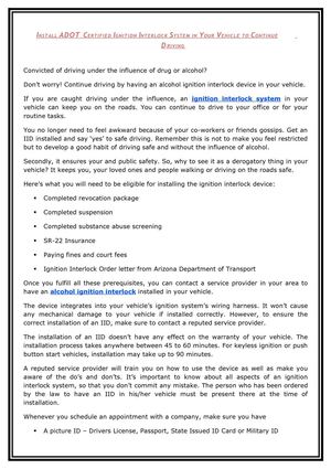 Install ADOT Certified Ignition Interlock System in 