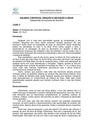 Estudos em Salmos - Lição 02