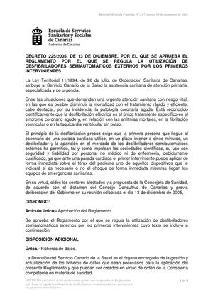 DECRETO 225)2005, DE 13 DE DICIEMBRE
