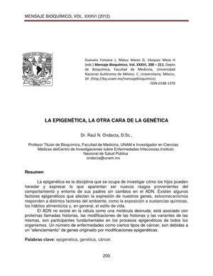 ¿Que es la epigenética? Universidad Autónoma de México