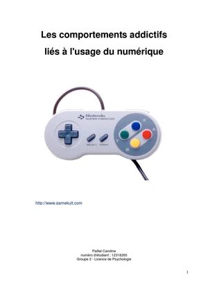  Les comportements addictifs  liés à l'usage du numérique