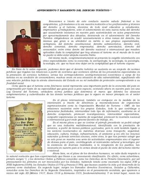 ADVENIMIENTO Y BASAMENTO DEL DERECHO TURÍSTICO: PERÚ - MANUEL BURGA SOLAR