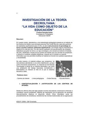 La investigación y la teoría decrolyana