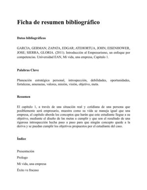 Resumen bibliografico Empresarismo