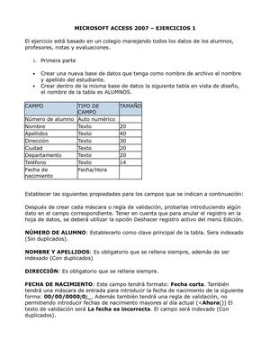 MICROSOFT ACCESS 2007 - ACTIVIDAD 1