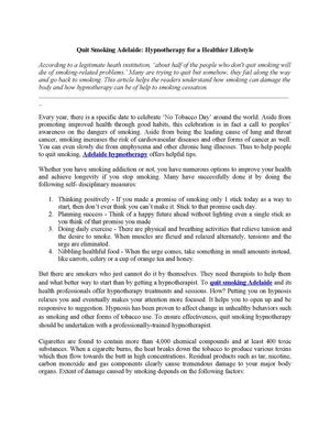 Quit Smoking Adelaide: Hypnotherapy for a Healthier Lifestyle