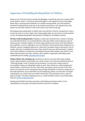Importance Of Instilling Reading Habits In Children
