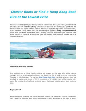 Charter Boats or Find a Hong Kong Boat Hire at the Lowest Price