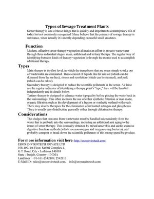 Types of Sewage Treatment Plants