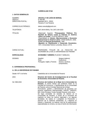 Hoja de Vida de la Profesora Aracelly De León