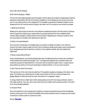  How to Be a Smart Shopper