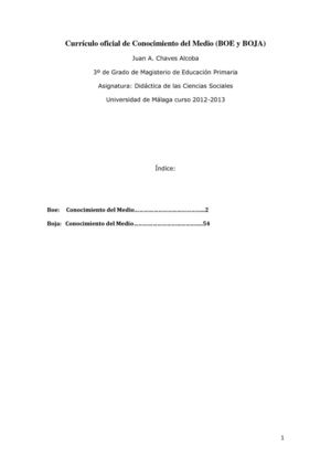 Currículo oficial de Conocimiento del Medio (BOE y BOJA)