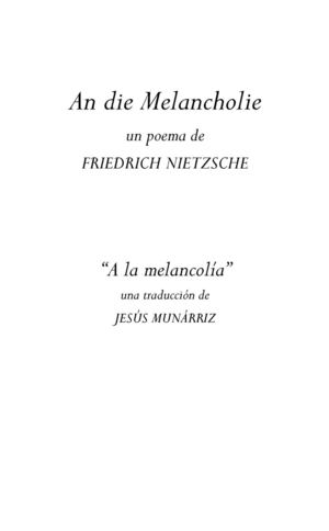 An die Melancholie