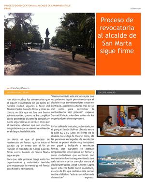 Revocatoria de mandato para alcalde de Santa Marta Stefy