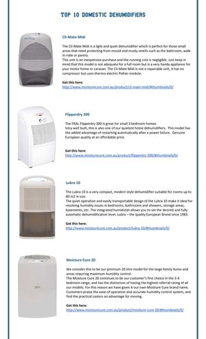 Top 10 Domestic Dehumidifiers