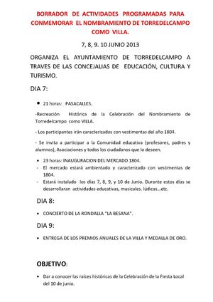 Actividades para el Día del Pueblo