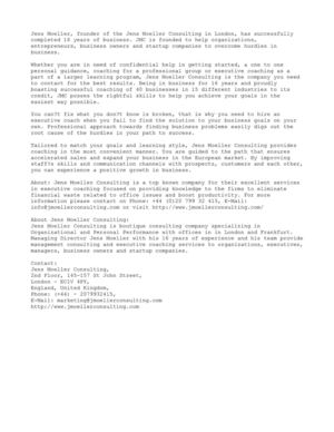 Jens Moeller Completes 16 years of Management Consulting and Executive Coaching