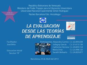 LA EVALUACIÓN DESDE LAS TEORÍAS DE APRENDIZAJE 