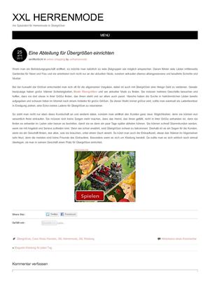 Eine Abteilung für Übergrößen einrichten