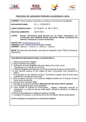PROCESO DE ADMISIÓN PERÍODO ACADÉMICO I-2014 
