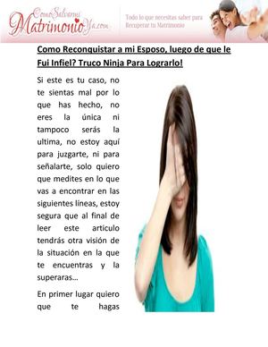 Como Reconquistar a mi Esposo Paso a Paso, Luego de que le Fui Infiel, 3 Trucos Efectivos