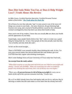 Does Diet Soda Make You Fat, or Does it Help Weight Loss? | Truth About Abs Review