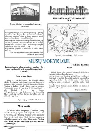 Želvos vidurinės mokyklos bendruomenės laikraštėlis  2012-2013 Nr. 4