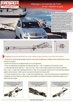 Commande de frein avec ressort à gaz - ASC Remorques