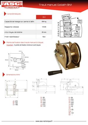 Treuil goliath 9N1 - ASC Remorques