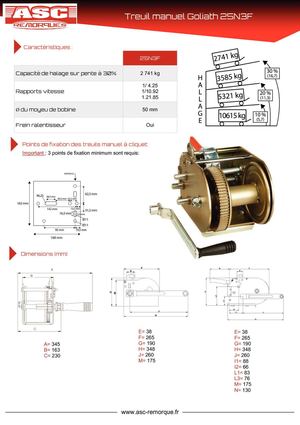 Treuil goliath 25N3F - ASC Remorques