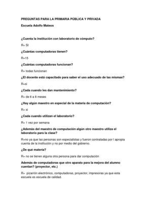 cuestionario a las escuelas