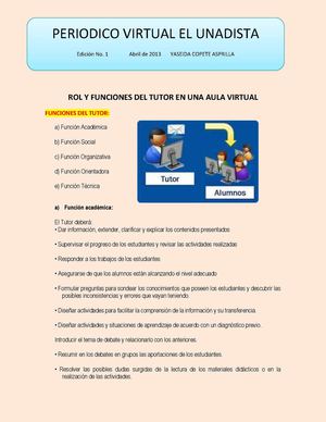 Rol y funciones Tutor virtual