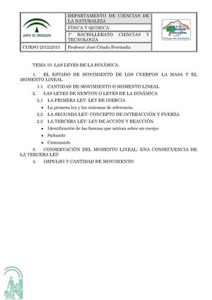 Tema 10: Las Leyes de la Dinámica
